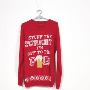 Sweter Damski Czerwony Z Nadrukiem Pura Moda R. S/m