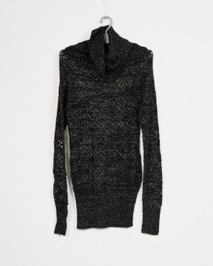 Sweter Damski Ażurowy Czarny Renaias Rozmiar 38