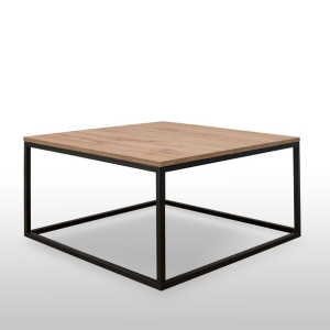 stolik kawowy ława LOFT salon 75x 75 czarny drewno dąb Wotan kwadratowy