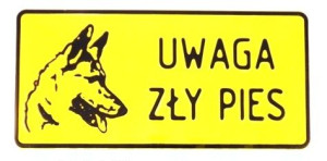 Tablica Tabliczka Ostrzegawcza Uwaga Pies