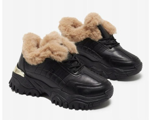 Buty Damskie Sneakersy Czarne Ocieplane R. 36