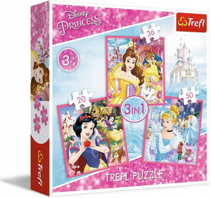 Trefl Puzzle Zaczarowany świat księżniczek 3W1