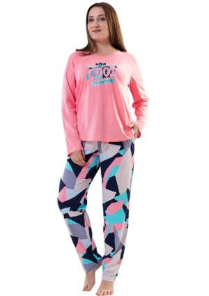 Piżama Damska Vienetta bawełniana +Size 3XL długa