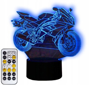 Lampka Nocna 3D LED MOTOR MOTOCYKL ŚCIGACZ + PILOT