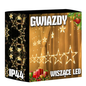 Gwiazdy Wiszące Lampki Choinkowe Kurtyna Led Sople