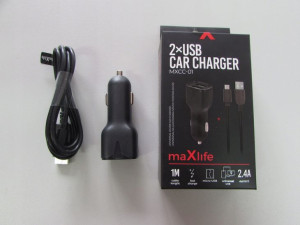 Ładowarka samochodowa 2xUSB Fast CHARGE USB-USB-B