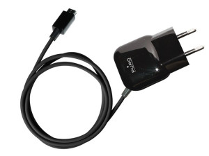 PURO Mini Travel-Przenośna ładowarka sieciowa z kablem Micro USB (czarny)