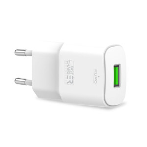 PURO White Mini Travel – Szybka ładowarka sieciowa USB-A 12 W 2.4 A (biały)