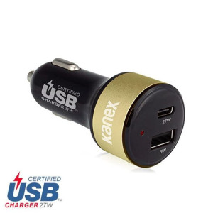 Kanex GoPower USB-C Car-Ładowarka samochodowa USB-C Power Delivery,27 W+USB