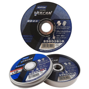 Zestaw 10 tarcz 125x1mm do ciecia metalu NORTON