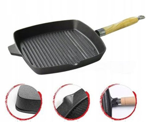 Patelnia Żeliwna Grillowa Indukcja Grill Ciężka