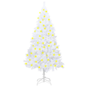 Sztuczna choinka z lampkami LED, grube gałązki, biała, 150 cm
