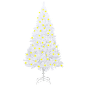 Sztuczna choinka z lampkami LED, grube gałązki, biała, 180 cm
