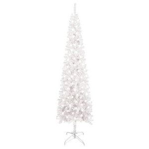 Smukła choinka z lampkami LED, biała, 240 cm
