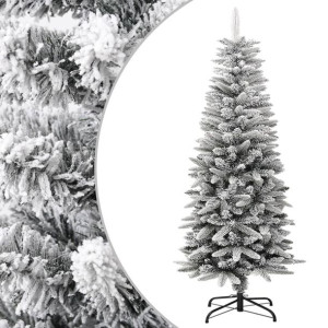 Sztuczna, smukła choinka pokryta śniegiem, 120 cm, PVC i PE