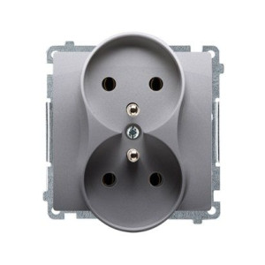 Simon Basic Gniazdo podwójne z/u 16A IP20 stal inox BMGZ2M.01/21