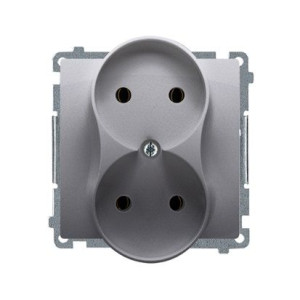Simon Basic Gniazdo podwójne b/u 16A IP20 stal inox BMG2M.01/21