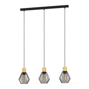 Lampa wisząca Palmorla 3 x E27 czarno-drewniana