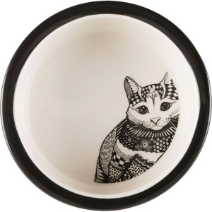 Trixie Miska Ceramiczna Zentangle Dla Kota Biało-Czarna 0,3 L