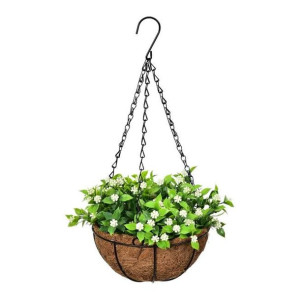 Roślina sztuczna Jumi w koszyku białe kwiaty 14 cm