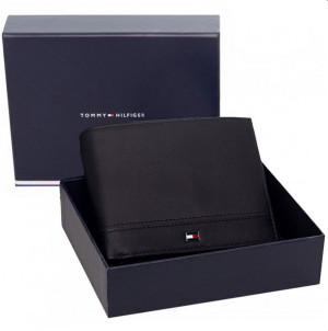 Tommy Hilfiger portfel męski skórzany czarny AM0AM06163 bilon