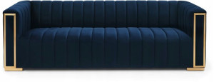 Sofa Vogue 3 Velvet Granatowy/złoty -signal