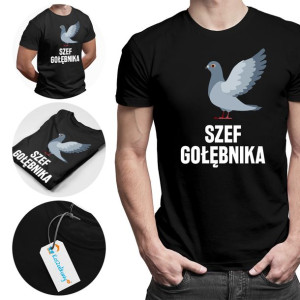 Szef gołębnika - męska koszulka z nadrukiem koszulka dla gołębiarza