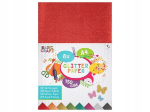 Papier Brokatowy 8 Kolorów A4 Scrapbooking 150 Gsm