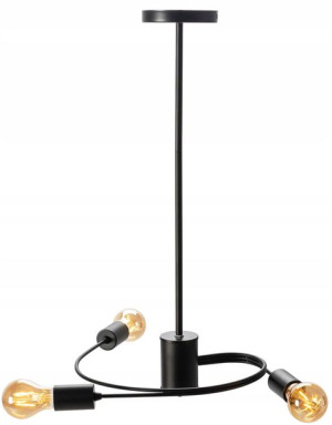 Lampa Sufitowa Wisząca Żyrandol Loft Czarna 3xe27