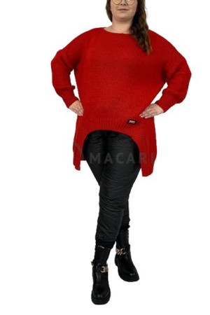 Oversizeowy Sweter Asymetryczny Plus Size Czerwony