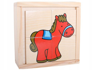 TOP BRIGHT Drewniane Puzzle Klocki ZWIERZĄTKA KOŃ
