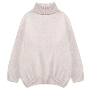 Sweter Damski Włochaty z Golfem BIAŁY
