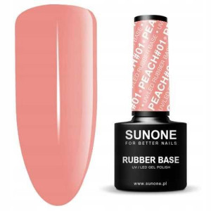 Sunone Lakier Hybrydowy Rubber Base Peach #01 5g
