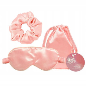 Jedwabna Maska Opaska Na Oczy Do Spania Różówa + Gumka Do Wlosow Scrunchie