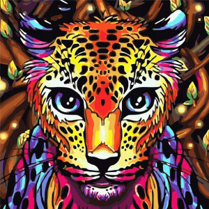 Malowanie Po Numerach Gepard Kolorowy Kot Obraz