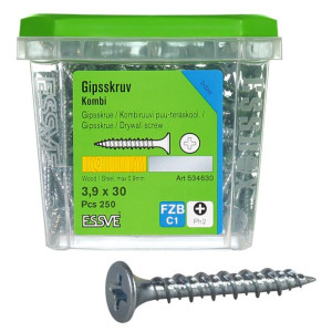 ESSVE Wkręt KOMBI do konstrukcji DREWNO/STAL 3,9x30 OCYNKOWANY 250szt