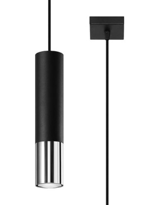 Lampa Wisząca Loopez 1 Czarny/Chrom Marki Sollux Lighting Model Sl.0940