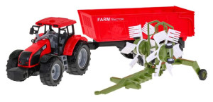 TRAKTOR z ruchomą naczepą + przewracarka do siana + napęd