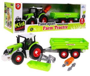 rozkręcany TRAKTOR Z RUCHOMĄ PRZYCZEPĄ zestaw małego rolnika