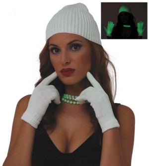 Rękawiczki Białe Fluorescencyjne Świecące