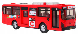 duży AUTOBUS MIEJSKI Z NAPĘDEM + światła + dźwięki - czerwony