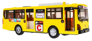 duży AUTOBUS MIEJSKI Z NAPĘDEM + światła + dźwięki - żółty