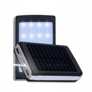 Przenośny Powerbank Z Panelem Solarnym Latarką Led