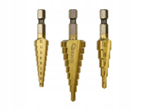 Kpl. wierteł stożkowych 1/4" Hex 3szt.
