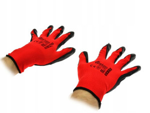 Rękawice ochronne GEKO r.10 /RED Nitryl/