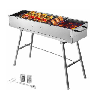 Podłużny grill węglowy ze stali nierdzewnej 70cm