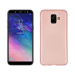Etui Carbon Fiber Samsung A6 2018 Różowo-złoty/rosegold