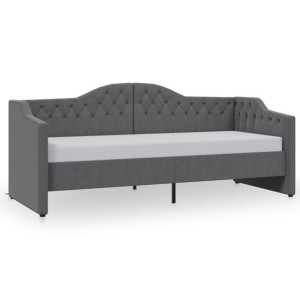 Łóżko dzienne z materacem i USB, ciemnoszara tkanina, 90x200 cm