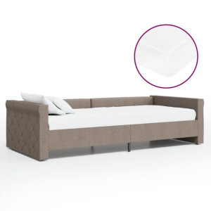 Łóżko dzienne z materacem i USB, tkanina taupe, 90x200 cm