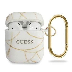 Guess Guaca2tpuchwh Airpods Cover Biały/white Gold Chain Collection